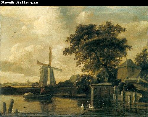 Meindert Hobbema Windmill at the Riverside